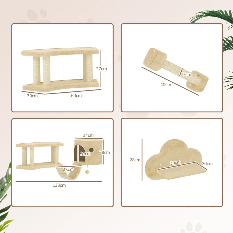 Katzen-Kletterset 5-teilig mit Haus & Leiter – PawHut