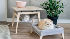 Kikko Katzentisch von LABBVENN in Grau – Couchtisch aus Eschenholz mit Katzen-Hängematte, 60x60x50 cm
