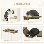 Katzentreppen-Set Kletterwand 8-teilig – PawHut