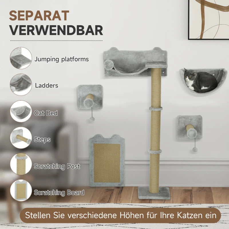 Katzen Kletterwand Set 5-teilig – PawHut