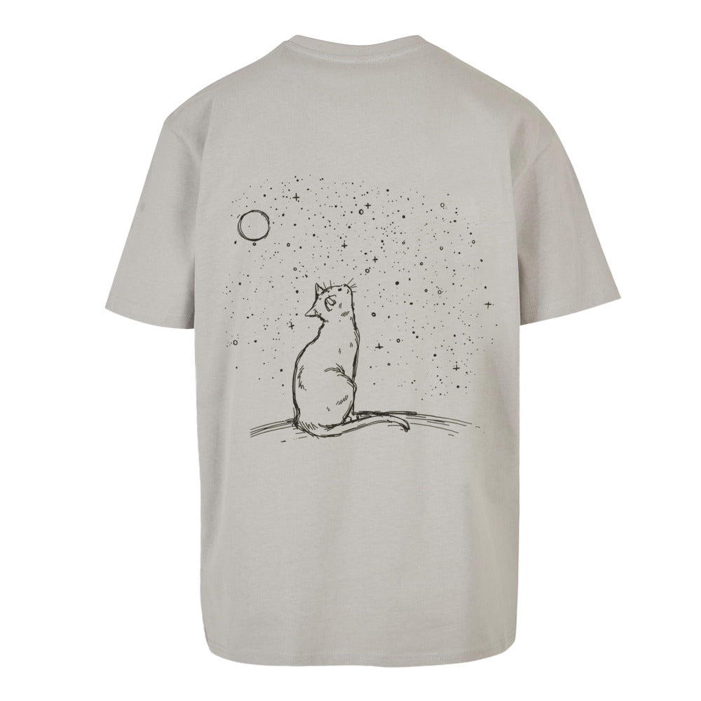 MOON GAZER T-Shirt in Light Asphalt – Loose Fit, 100% Baumwolle, Rückseite