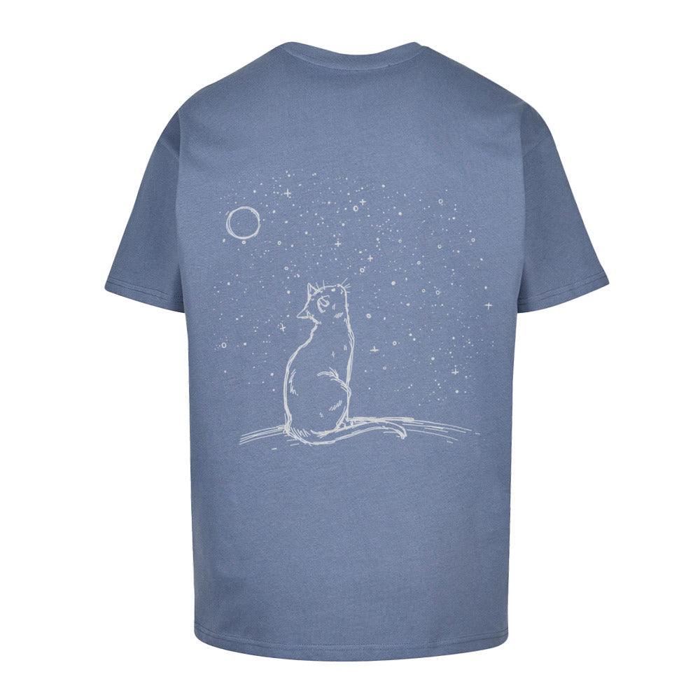 MOON GAZER T-Shirt in Vintage Blau – Loose Fit, 100% Baumwolle, Rückseite