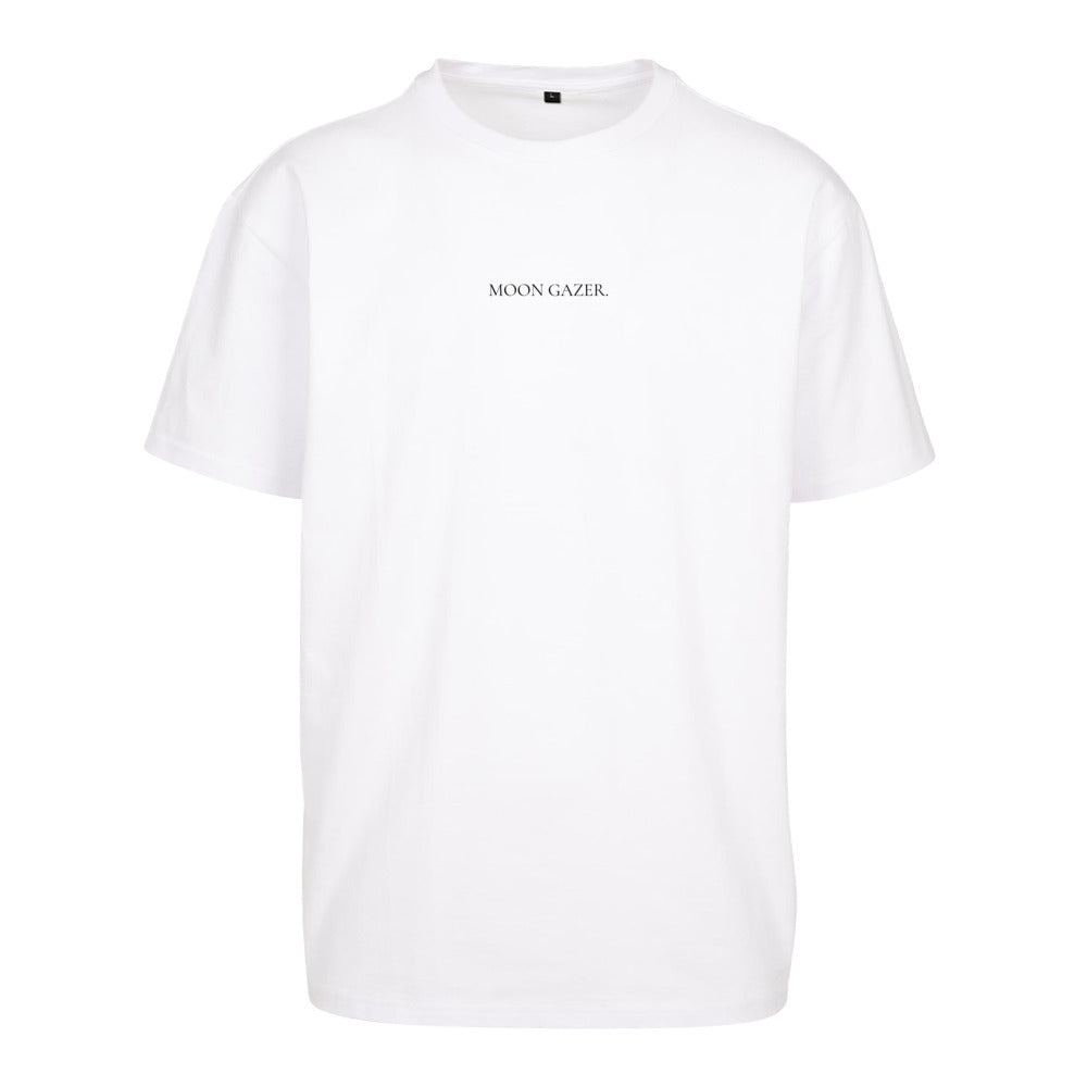 MOON GAZER T-Shirt in Weiß – Loose Fit, 100% Baumwolle, Vorderseite