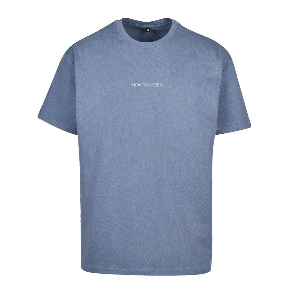 MOON GAZER T-Shirt in Vintage Blau – Loose Fit, 100% Baumwolle, Vorderseite