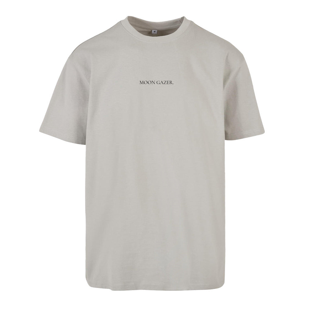 MOON GAZER T-Shirt in Light Asphalt – Loose Fit, 100% Baumwolle, Vorderseite