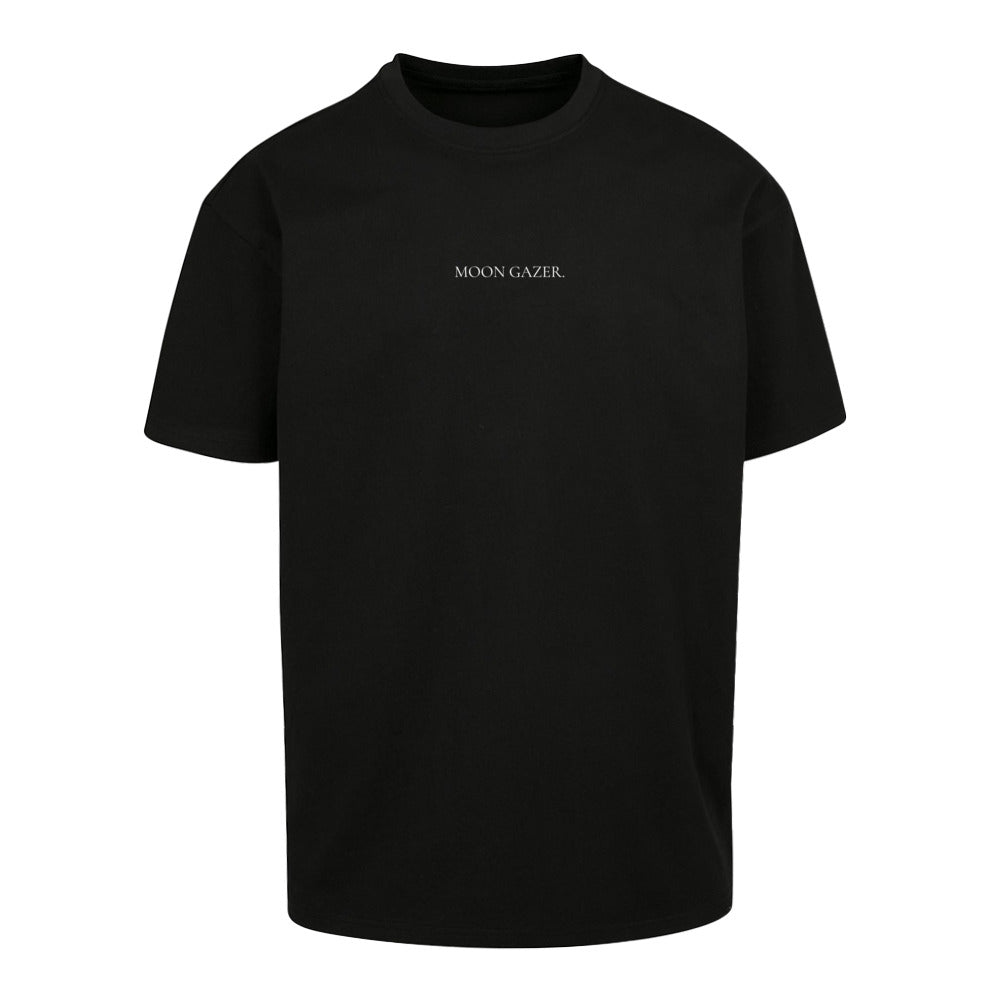 MOON GAZER T-Shirt in Schwarz – Loose Fit, 100% Baumwolle, Vorderseite