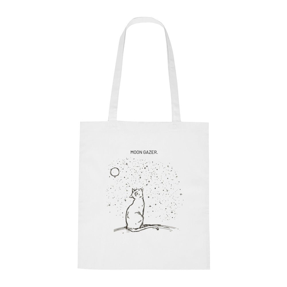 MOON GAZER BAG in Weiß – Tote Bag aus 100% Baumwolle, OEKO-TEX® zertifiziert, Vorderseite
