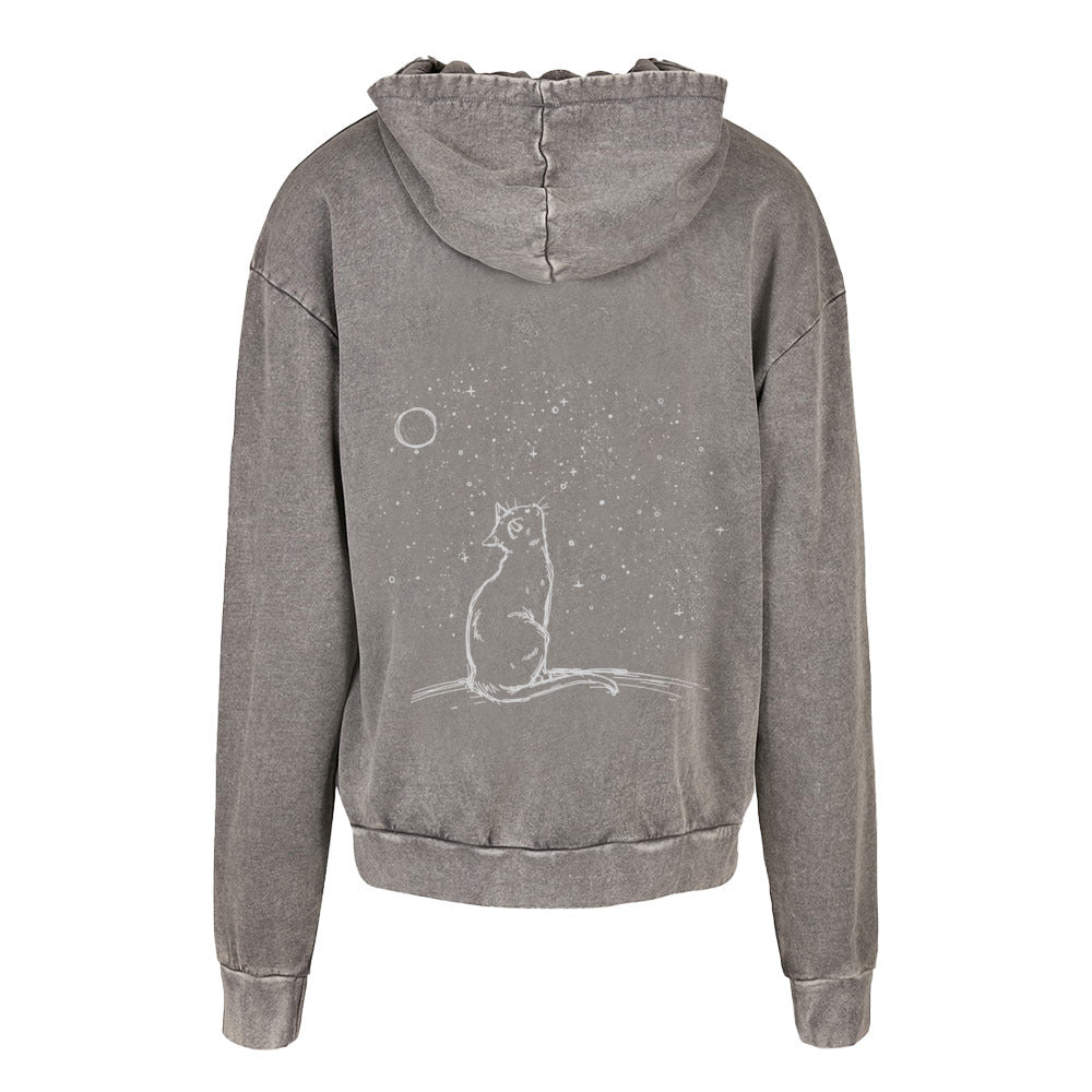 MOON GAZER PULLOVER in Asphalt – Loose Fit, Acid Washed, 100% Baumwolle - Rückseite