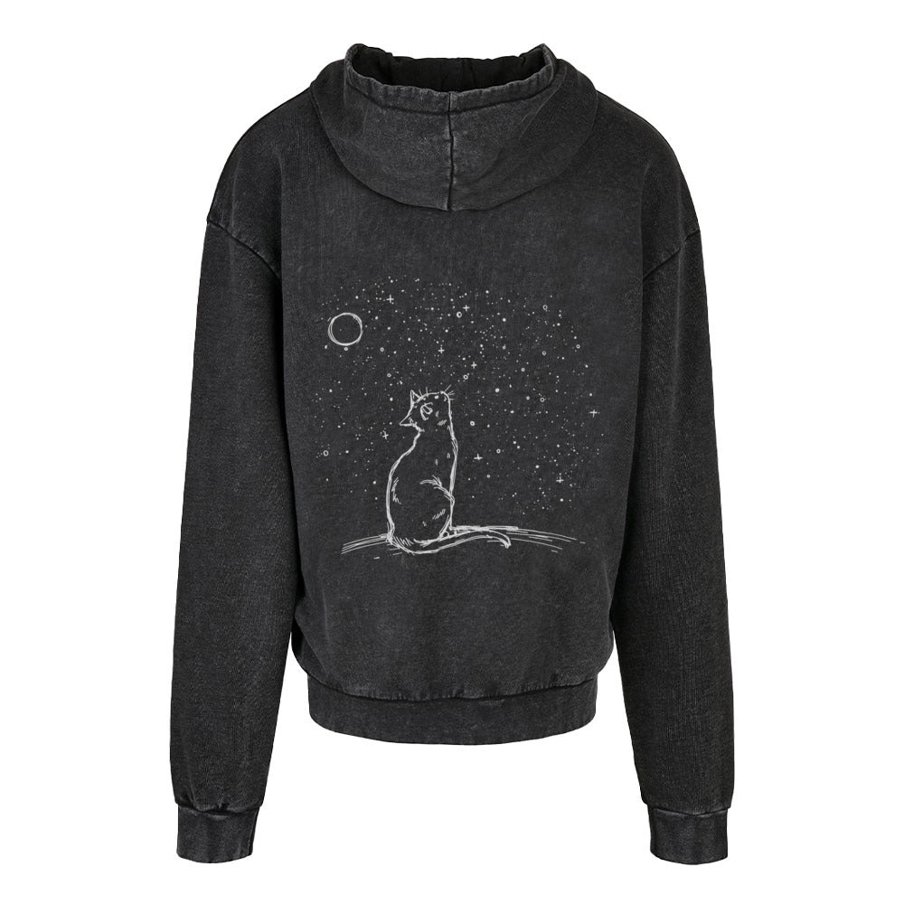 MOON GAZER PULLOVER in Asphalt – Loose Fit, Acid Washed, 100% Baumwolle - Rückseite