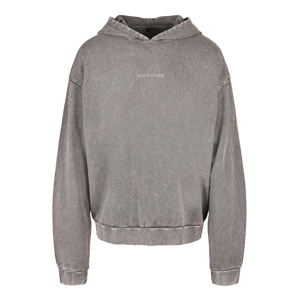 MOON GAZER PULLOVER in Asphalt – Loose Fit, Acid Washed, 100% Baumwolle - Vorderseite