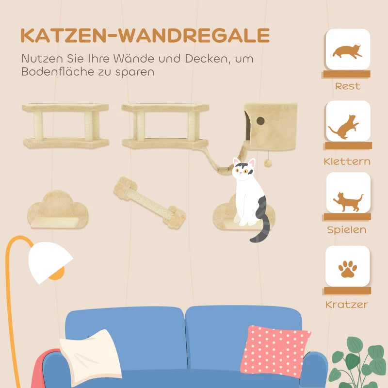 Katzen-Kletterset 5-teilig mit Haus & Leiter – PawHut