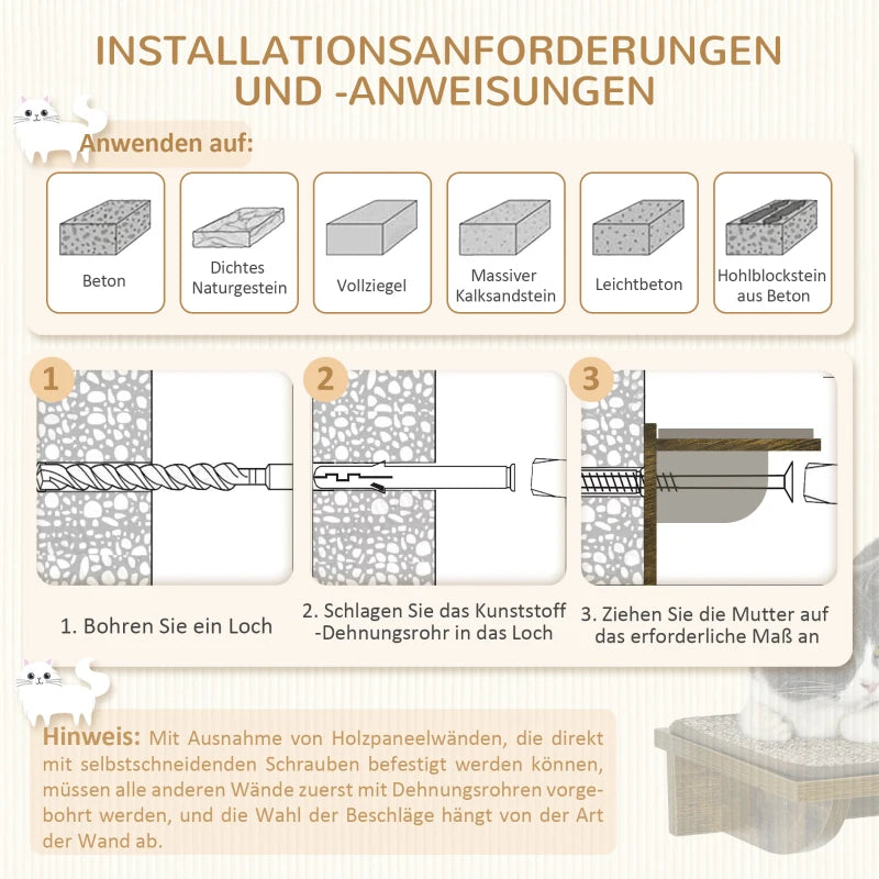 Katzentreppen-Set Kletterwand 8-teilig – PawHut