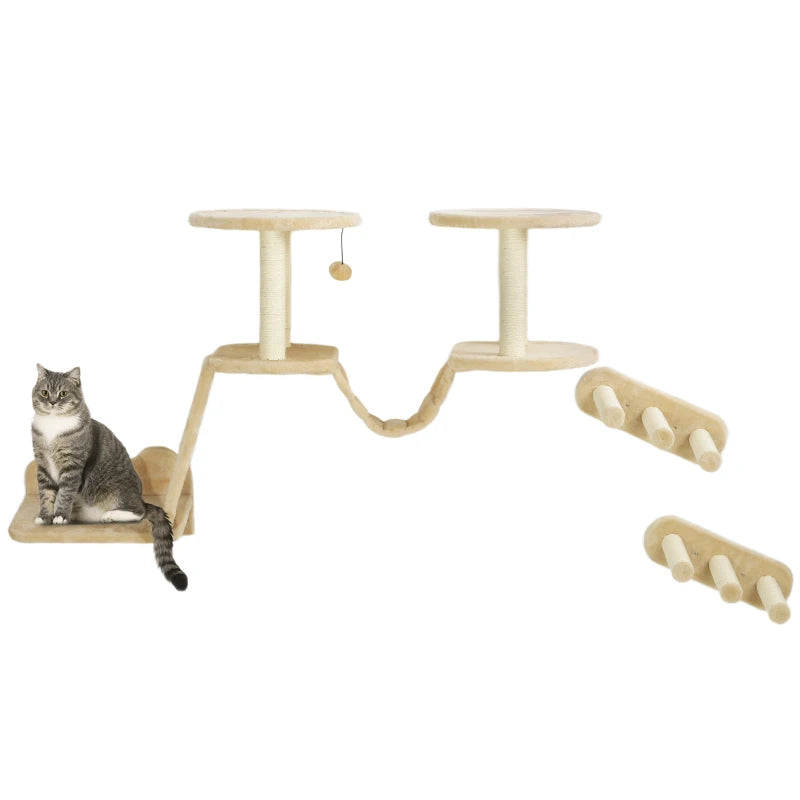 Katzentreppen-Set 3-teilig Wand- & Deckenmontage – PawHut