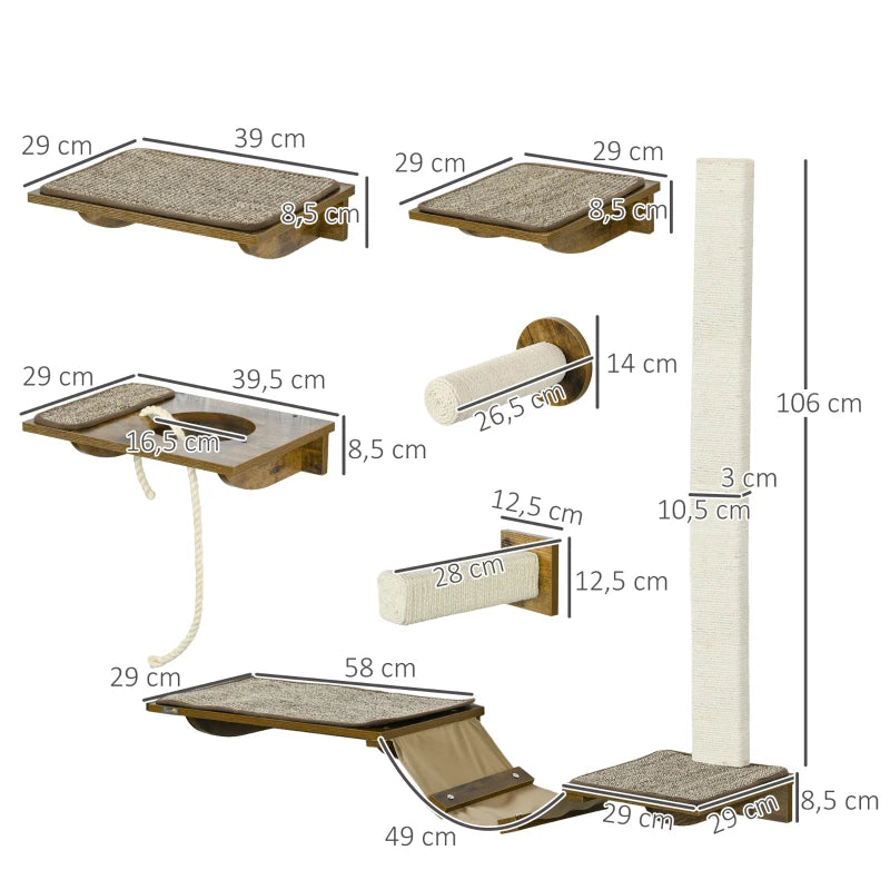 Katzentreppen-Set Kletterwand 8-teilig – PawHut