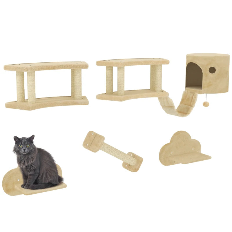 Katzen-Kletterset 5-teilig mit Haus & Leiter – PawHut
