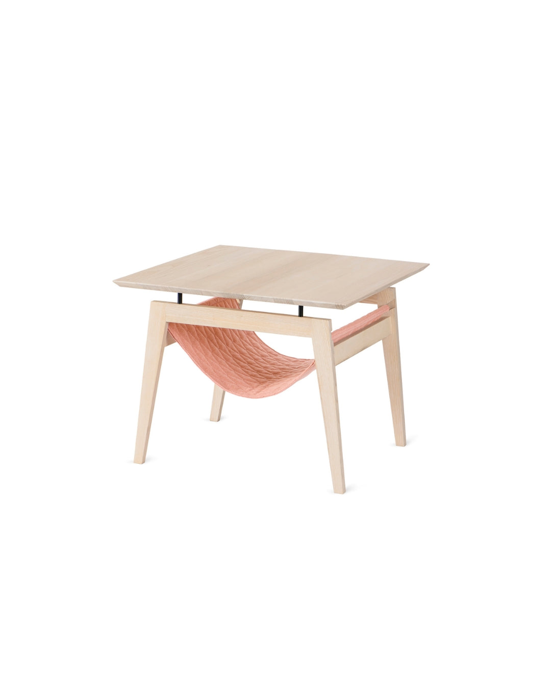 Kikko Katzentisch von LABBVENN in Himbeere – Couchtisch aus Eschenholz mit Katzen-Hängematte, 60x60x50 cm