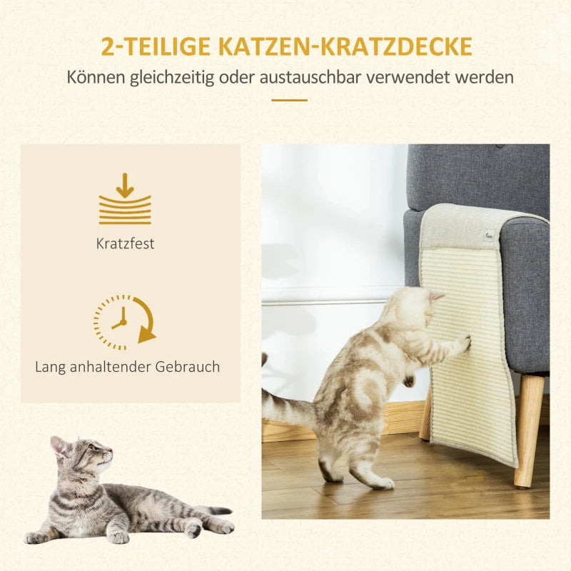 PawHut 2er Kratzmatte für Sofa & Wand – Beige/Grau