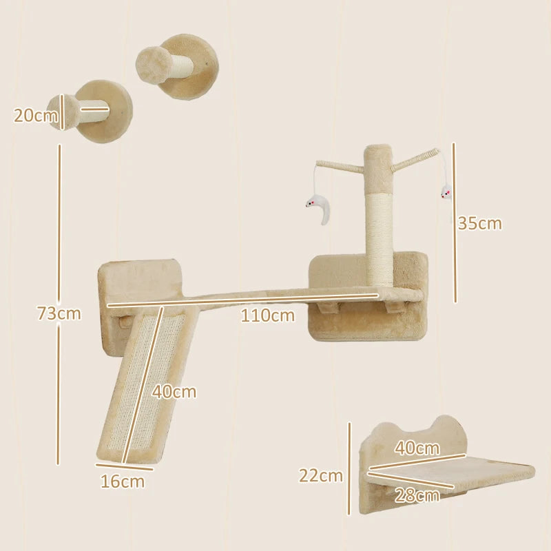 Katzen Kletterwand Set 3-teilig – PawHut