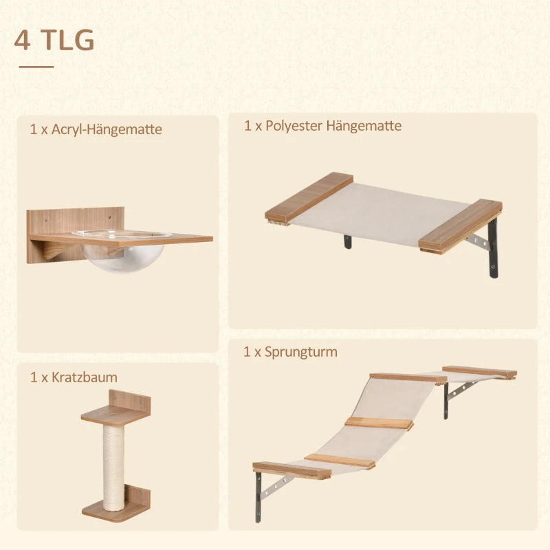 Kletterwand-Set 4-teilig mit Hängematte – PawHut