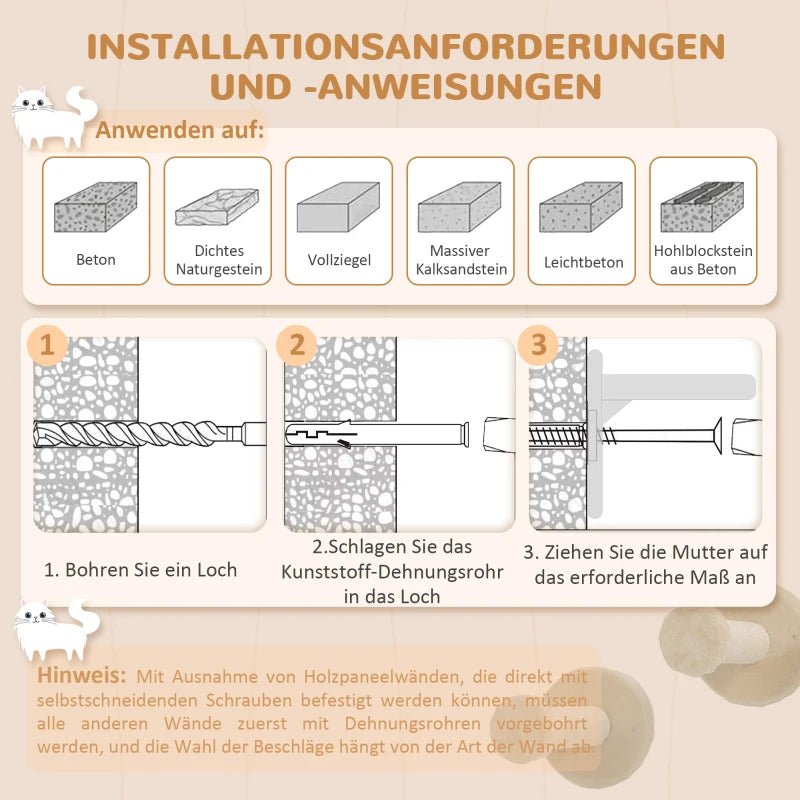 Katzen Kletterwand Set 3-teilig – PawHut