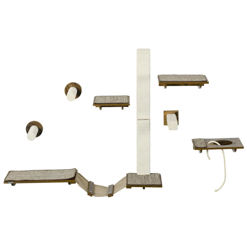Katzentreppen-Set Kletterwand 8-teilig – PawHut