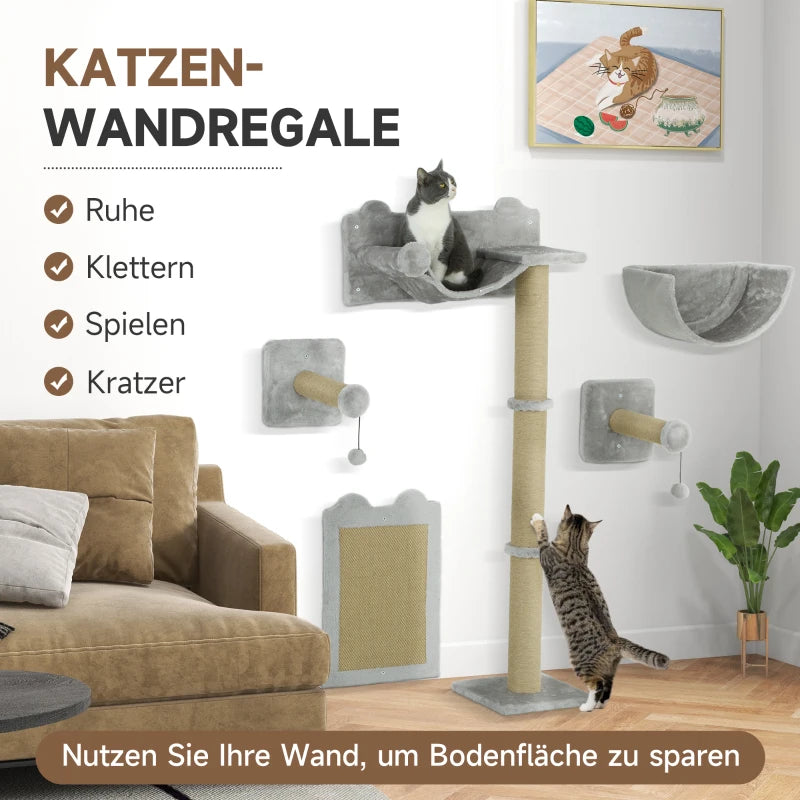 Katzen Kletterwand Set 5-teilig – PawHut