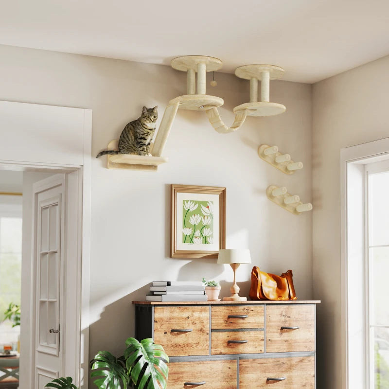 Katzentreppen-Set 3-teilig Wand- & Deckenmontage – PawHut